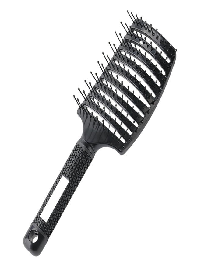 FIXBODY Professional Hair Brush, Curved Vented Design for Quick Blow Drying, Suitable for Women and Men, Paddle Detangling Brush for Wet & Dry, Curly, Thick & Straight Hair (Black-Nylon) - Image 1